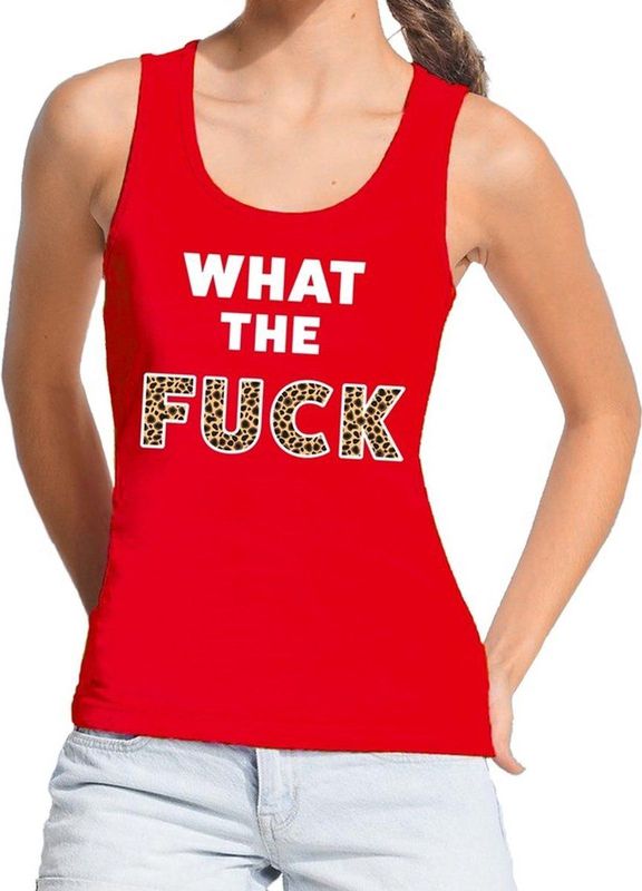 What the Fuck - Tanktop - Rood - Tijgerprint - Dames