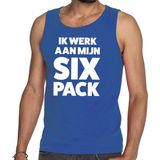 Bellatio Decorations - Ik Werk Aan Mijn SIX Pack - Tanktop - Blauw - Katoen
