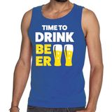 Time to drink Beer tekst tanktop mouwloos shirt blauw heren - heren singlet Time to drink Beer