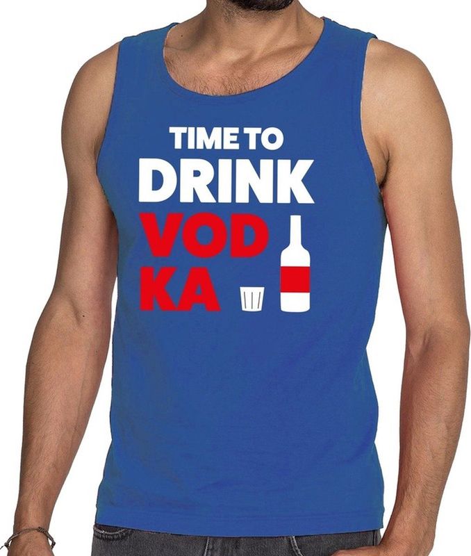Time to drink Vodka tekst tanktop / mouwloos shirt blauw heren - heren singlet Time to drink Vodka S