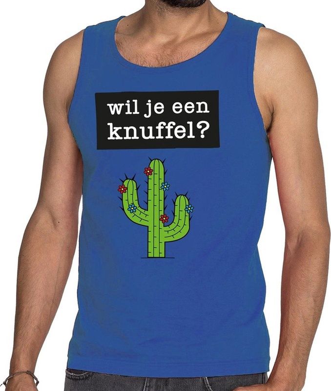 Bellatio Decorations - Knuffel Tekst Tanktop - Blauw - Katoen