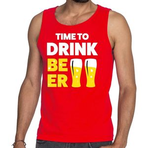 Time to drink Beer tekst tanktop mouwloos shirt rood heren - heren singlet Time to drink Beer