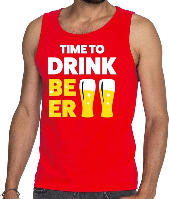 Time to drink Beer tekst tanktop mouwloos shirt rood heren - heren singlet Time to drink Beer