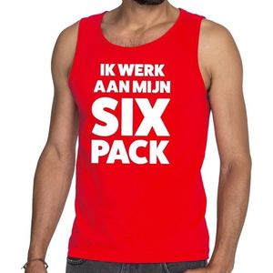 Ik Werk Aan Mijn SIX Pack Tekst Tanktop / Mouwloos Shirt Rood Heren