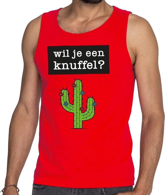 Bellatio Decorations - Knuffeltekst Tanktop - Rood - 100% Katoen