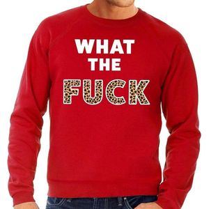 What the Fuck tijgerprint tekst sweater rood - Feesttruien