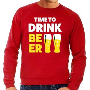 Time to Drink Beer tekst sweater rood heren - heren trui Time to Drink Beer