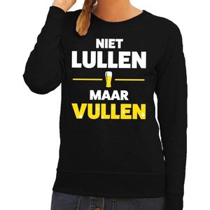 Niet Lullen maar Vullen tekst sweater zwart dames - dames trui Niet Lullen maar Vullen