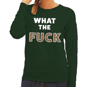 What the Fuck tijger tekst sweater groen dames - dames trui What the Fuck tijgerprint