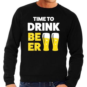 Time to drink Beer tekst sweater zwart heren - heren trui Time to drink Beer