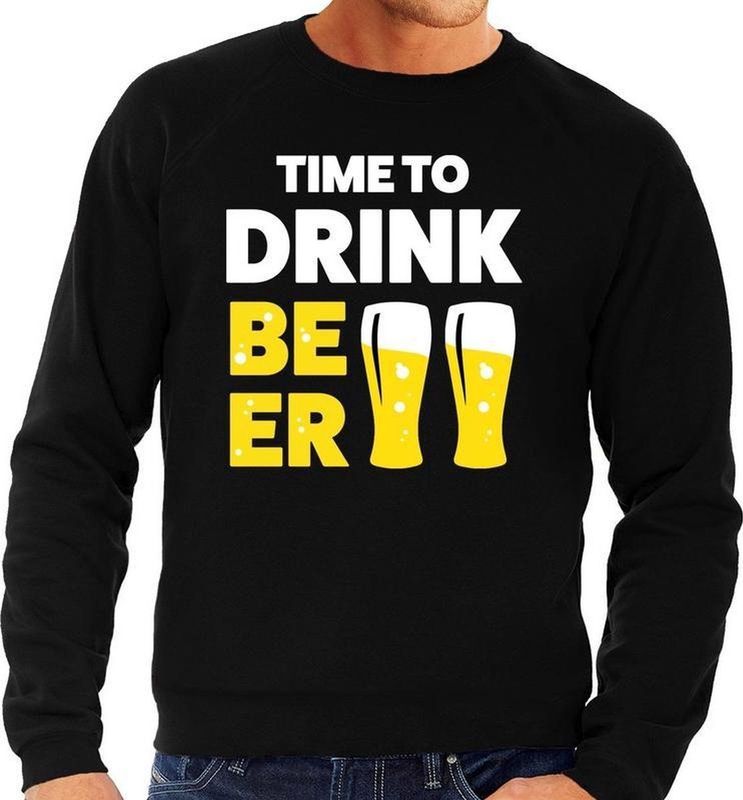 Time to drink Beer tekst sweater zwart heren - heren trui Time to drink Beer