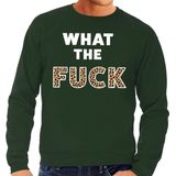 What the Fuck tijgerprint tekst sweater groen heren - heren trui What the Fuck tijgerprint