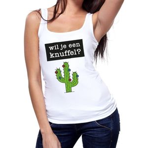 Wil je een Knuffel tekst tanktop / mouwloos shirt wit dames - dames singlet Wil je een Knuffel? S