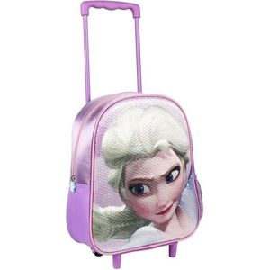 Paarse 3D Elsa Frozen weekendtas/trolley voor meisjes 31 cm - Weekendtassen/reistassen/trollys/koffertjes voor kinderen