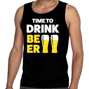Time to drink Beer tekst tanktop mouwloos shirt zwart heren - heren singlet Time to drink Beer