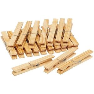 100x Houten wasknijpers / wasgoedknijpers 7 cm