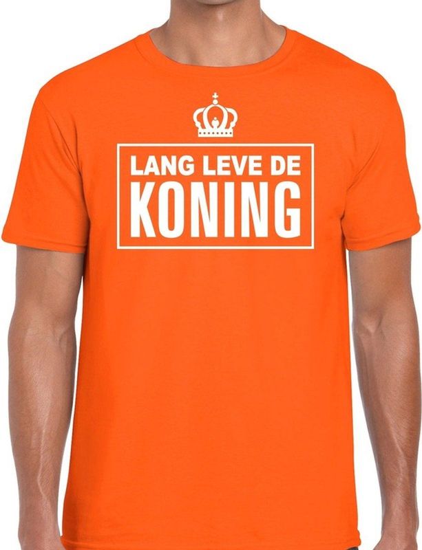 Lang Leve de Koning tekst shirt heren - Oranje Koningsdag Holland supporter kleding