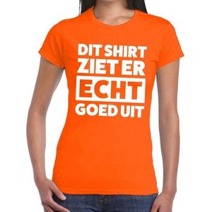 Dit shirt ziet er ECHT goed uit t-shirt oranje dames - Feestshirts