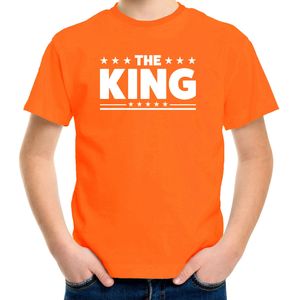 The King tekst t-shirt oranje kids - kids shirt The King - oranje kleding