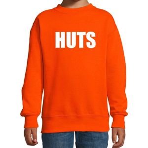 HUTS tekst sweater oranje kids - kids trui HUTS - oranje kleding 96/