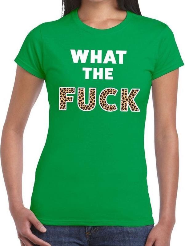 What the Fuck tijger print fun t-shirt groen voor dames