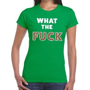 What the Fuck tijger print tekst t-shirt groen dames - dames shirt What the Fuck tijger print