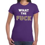 What the Fuck tijger print tekst t-shirt paars dames - dames shirt What the Fuck tijger print L