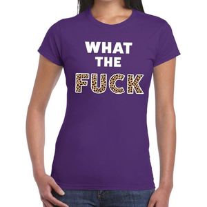 What the Fuck tijger print tekst t-shirt paars dames - dames shirt What the Fuck tijger print L