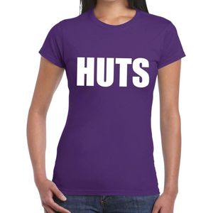 HUTS tekst t-shirt paars dames - Feestshirts