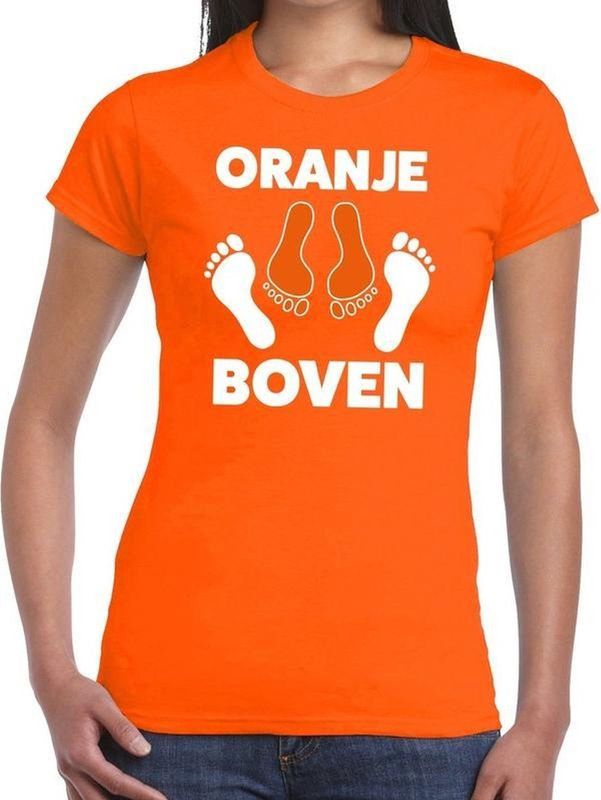 T-shirt oranje boven voor dames - Koningsdag EK-WK kleding shirts
