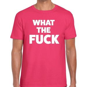 Roze What the Fuck fun t-shirt voor heren