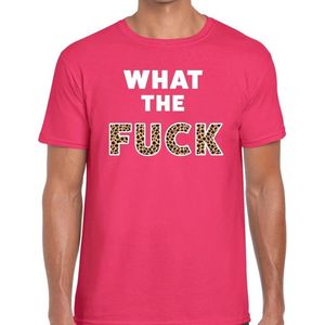 What the Fuck tijger print tekst t-shirt roze voor heren - heren feest t-shirts S