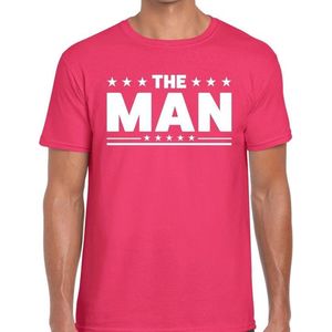 The Man tekst t-shirt roze voor heren - heren feest t-shirts