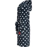 Kinder Badjas - Donkerblauw - Hartjesprint - Fleece - Met Capuchon