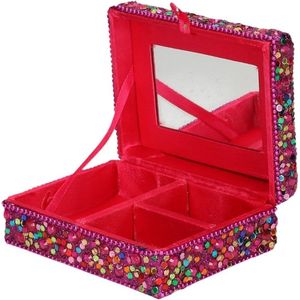 Juwelenkistje/Juwelenbox Fuchsia met Deksel 8 X 10 cm - Sieradendozen