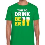 Time to drink Beer tekst t-shirt groen heren - feest shirt Time to drink Beer voor heren