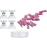 Set voor ophangen van geboortekaarttjes voor meisje roze - Geboorte kaartjes pakket
