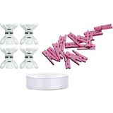 Set voor ophangen van geboortekaarttjes voor meisje roze - Geboorte kaartjes pakket