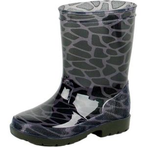 Zwarte kinder regenlaarzen giraffe vlekken - Rubberen dierenprint laarzen/regenlaarsjes voor kinderen 30