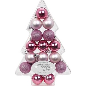 Kerstballen pakket mix roze tinten 3 cm - Kerstbal