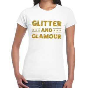 Glitter and Glamour goud fun t-shirt wit voor dames