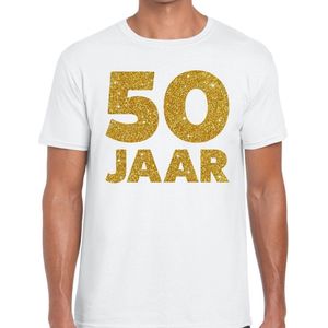 Jaar gouden glitter verjaardag t-shirt wit heren - heren shirt Jaar - Abraham kleding