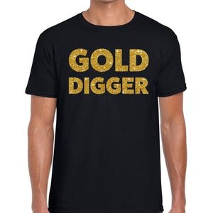 Gold Digger glitter tekst t-shirt zwart heren