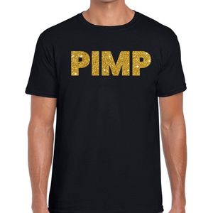 Pimp glitter tekst t-shirt zwart heren - heren shirt Pimp