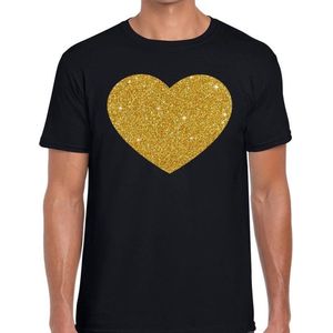Gouden Hart glitter fun t-shirt zwart heren - heren shirt Gouden Hart S