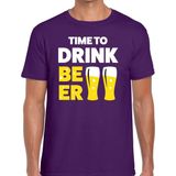 Time to drink Beer tekst t-shirt paars voor heren - heren feest t-shirts