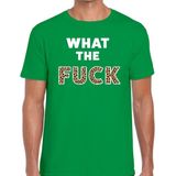What the Fuck tijgerprint tekst t-shirt groen voor heren - heren feest t-shirts