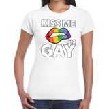 Kiss me I am gay t-shirt wit dames - feest shirts dames - gaypride kleding