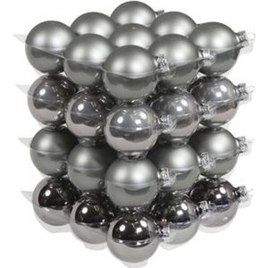 Othmar Decorations - 36x Titanium grijze glazen kerstballen 6 cm - mat/glans - Kerstboomversiering grijs tinten