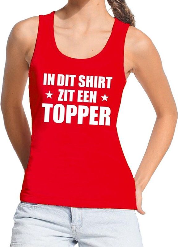 Bellatio Decorations - Tanktop - Rood - Dames - In dit shirt zit een Topper tekst